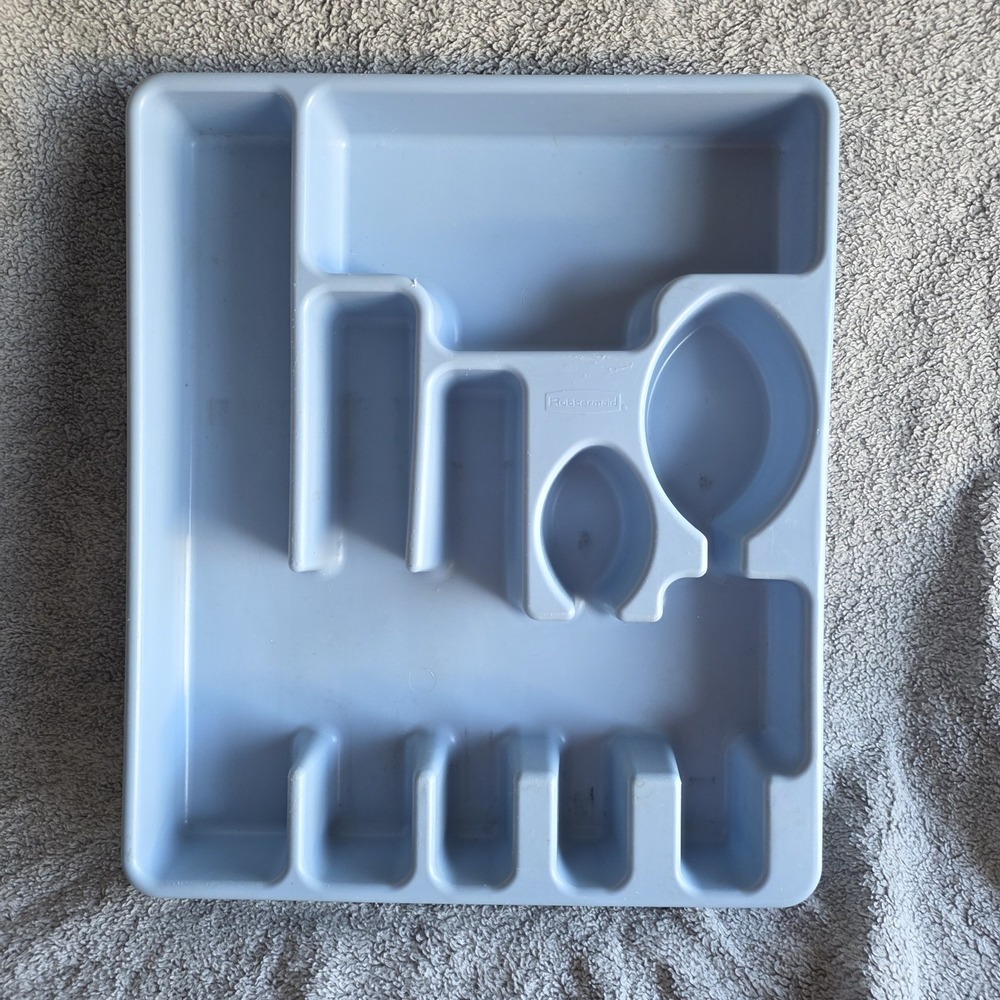 Vintage Rubbermaid 2922 Light Blue Silverware Flatware Utensil Organizer Tray